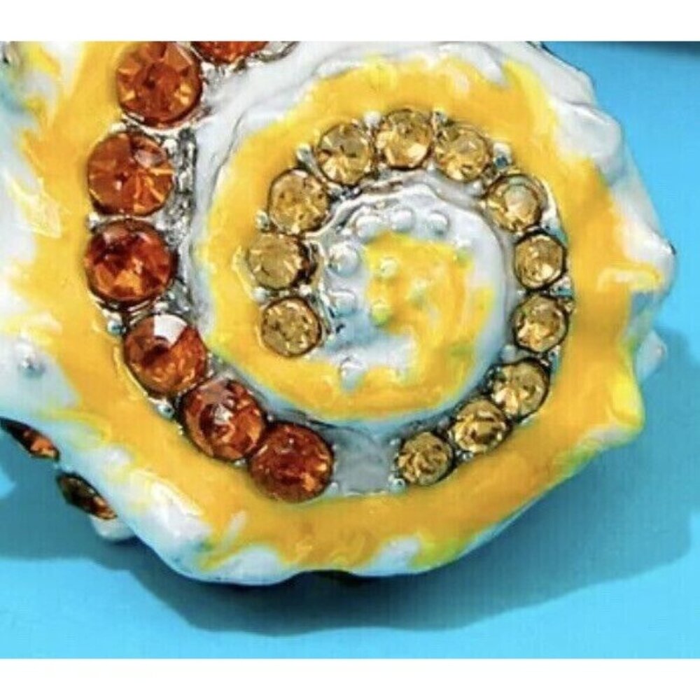 Brooch Pin Snail Shell Shape Yellow Color Decorated Artificial Stones Rhinestone - Picture 4 of 8
